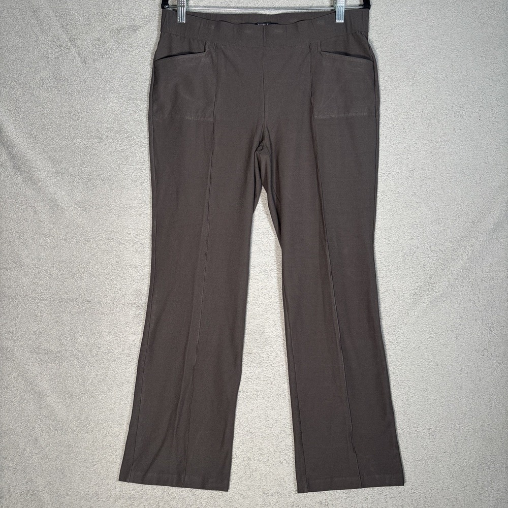 Eileen Fisher Petite Brown Viscose Blend Pull On Straight Leg Pants PL USA Made